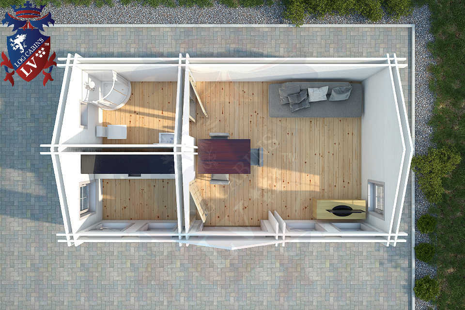Twin Skin 1 Bedroom Clock House Log Cabin    4